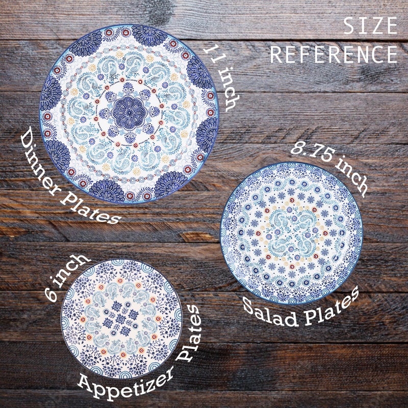 Bico Blue Talavera Dinner Plates Set of 4, 11 Inch Large Ceramic Plates for Pasta, Steak, Stylish Serving Dishes, Microwave and Dishwasher Safe, Gift for Housewarming and Thanksgiving - Image 3